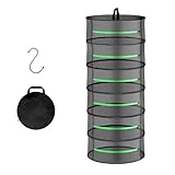 YSSOA Herb Drying Rack Hanging 6 Layer 24'' with Zipper & Hook, Dry Mesh Folding Basket Dryer for Plants, Herbs, Seeds and Buds in Grow Tent, Closet, Hydroponics, Garden Outdoor