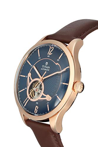 Titan Mens Analog Blue Dial Brown Band Leather Watch - Image 5