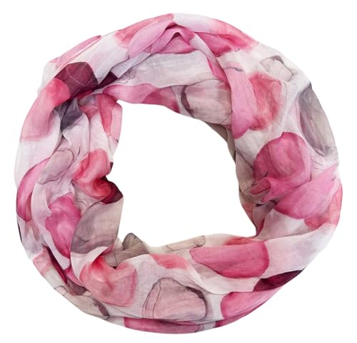 Jeamis Kreis Seide Loop Farbverlauf Frühling Rundschal Rainbow Unisex Sommer Leicht Schal Stola Dots (Kreis25B Pink)