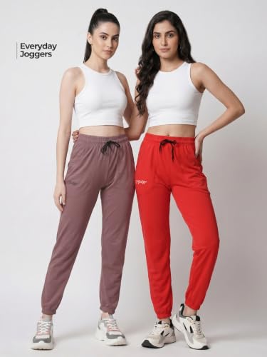 Image of Fflirtygo Cotton Solid Joggers /Track Pant /Solid Pajama /Leggings �100% Export Quality Soft Cotton Night Wear /Pocket Pyjama for Women Combo Pack of 2Pcs, Blue and Grey