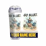 Rico Industries NCAA Michigan Wolverines Gary Patterson's The Fan 24oz Personalized Tumbler W/Hinged Lid - Team Colored Travel Tumbler - Keeps Drinks Cold or Hot