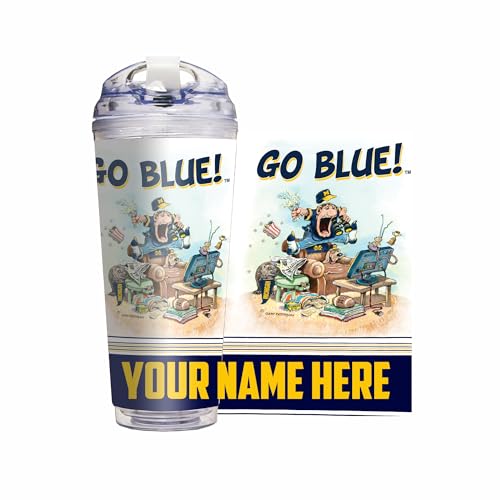Rico Industries NCAA Michigan Wolverines Gary Patterson's The Fan 24oz Personalized Tumbler W/Hinged Lid - Team Colored Travel Tumbler - Keeps Drinks Cold or Hot