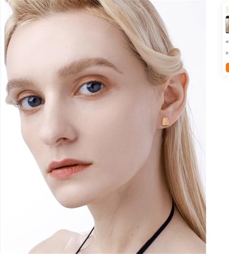 20g Rainbow Gold Plated Flat Screw Back Small Stud Earrings for Women Minimalist Cute Surgical Steel Colorful Enamel Cartilage Tragus Piercing Sleeper Tiny Mini Studs Hypoallergenic Birthday Gift for Daughter Bff Christmas 6