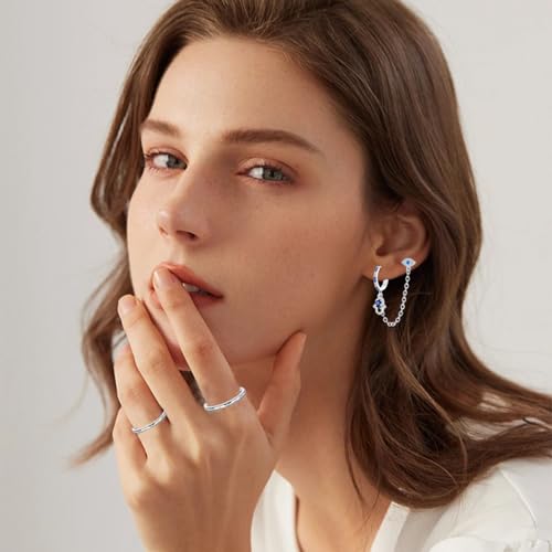 Parmuz Dangle Hoop Earrings for Women, 925 Sterling Silver Small Huggie Star Moon Butterfly Pearl Teardrop Chain tassel Dainty Drop Statement Earring2