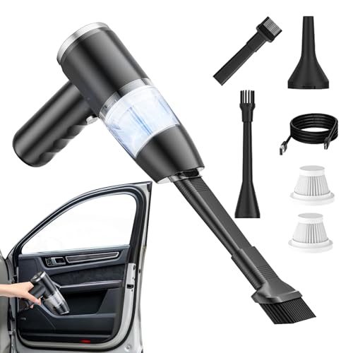 JINGLING Aspirador portátil para coche, minisoplador como soplador de aire, recargable, portátil, para coche, oficina, camión, interior, polvo, suelo, alfombra, así como pelo
