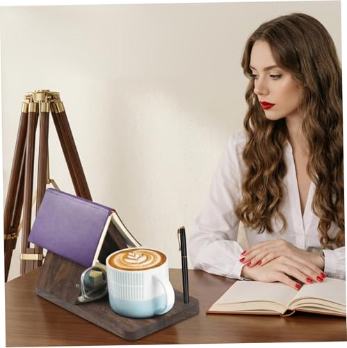 Soporte triangular para libros de grano natural, base resistente de escritorio para lectura 4