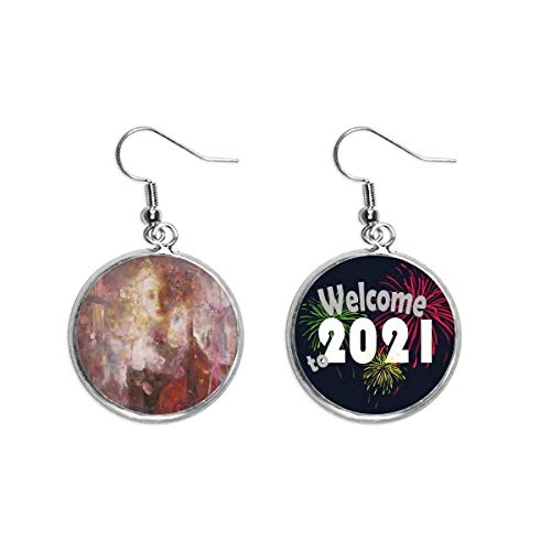 Pendientes colgantes Sarabande XJJ de plata con pintura al óleo 2021