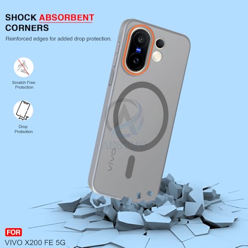 Image of AESTMO Vivo X200 FE 5G Back Cover | Slim Hard Shell | Matte Frosted Hard Back Translucent Back Cover for Vivo X200 FE 5G (Compatible with MagSafe Accessories, Grey)