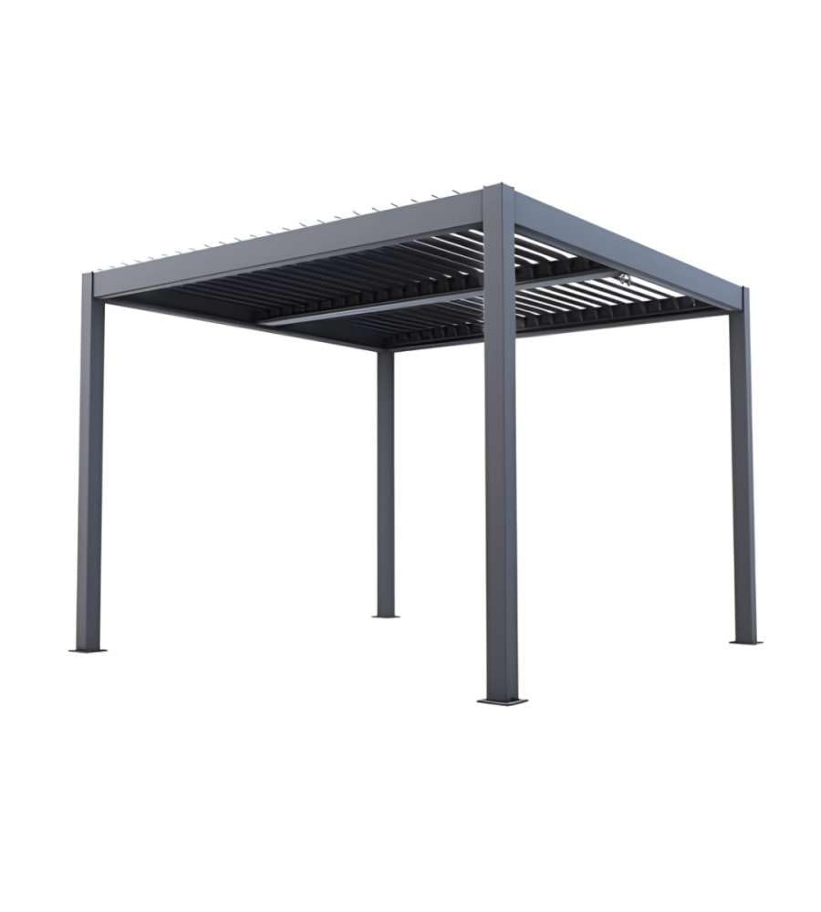 Verdelook Pergola Bioclimatica Atena 100 in Alluminio Grigio - 3x3x2,5 m