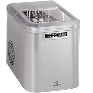 KESSER® Eiswürfelbereiter | Eiswürfelmaschine Edelstahl | Ice Maker | 12 kg 24 h | Zubereitung in 7 min | 2,2 Liter Wassertank | 2 Eiswürfel-Größen | LED-Display | Selbstreinigungsfunktion | (Silber)