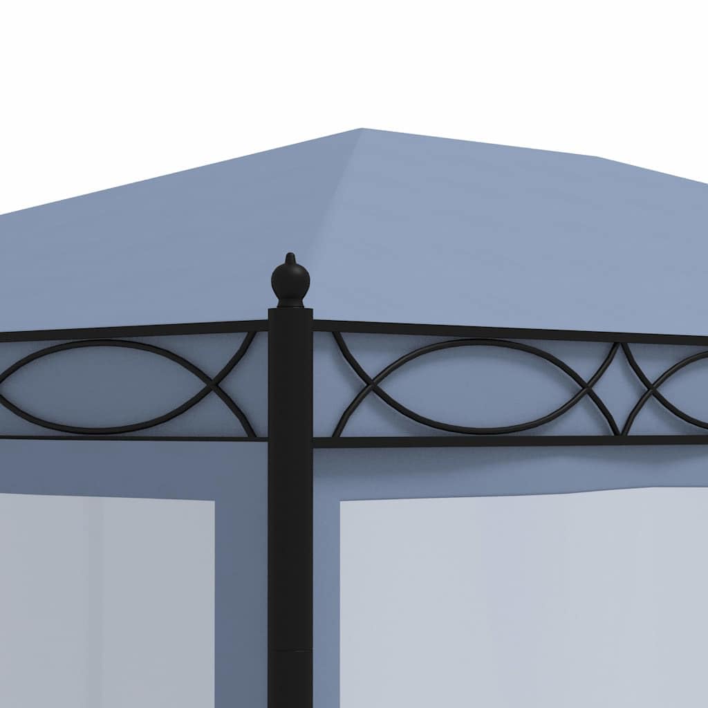 Tonnelle 4 x 3 m avec rideaux en maille anthracite acier