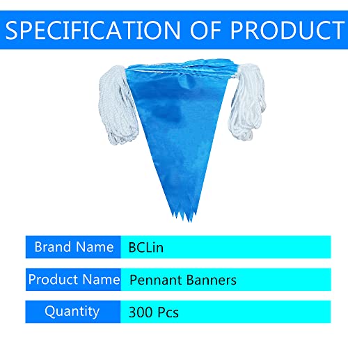 Bclin 520 Ft Solid Blue Pennant Banners Flags String Diy Bunting Flags With Blank Polyester,For Birthday,Party Celebrations And Shops Decorations,Outdoor Decorations,Christmas Party,300 Pcs (Blue) #TOP4