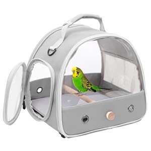 Bird Travel Carrier Cage, Portable Small Bird Parrot Parakeet Carrier with Standing Perch and Soft Mat, Side Access Window Collapsible Bird Carry Transport Bag for Vet Visit