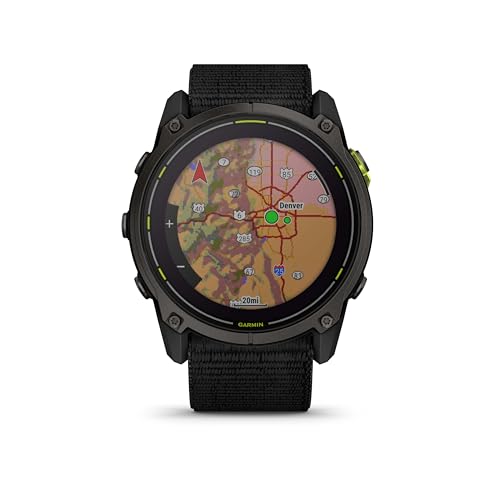 Image of Garmin Enduro 3, Solar, Sapphire, Ultraperformance GPS Smartwatch, 90 Days Battery Life, Detailed Mapping, Built-in LED Flashlight, Carbon Gray DLC Titanium with Black Ultrafit Nylon Strap Bundle