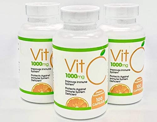 2 Bottles Vitamin C 1000mg 200 Capsules Caps Improve Immune System