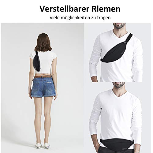 MAXTOP Bauchtasche für Herren Damen Hüfttasche mit Kopfhöreranschluss und 3-Reißverschlusstaschen Verstellbare Träger – Bild 3