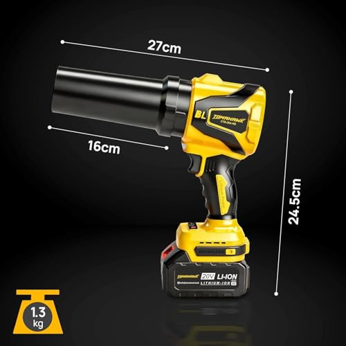 Image of TOMAHAWK CTB-20A Cordless Turbo Blower with 20V 3.0Ah x 2 Batteries, GS & CE Certified, Air Flow Speed 200km /hr, LED Light & Battery Indicator