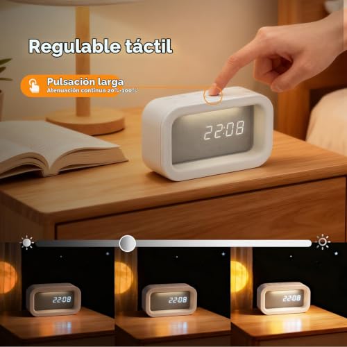 Reloj despertador digital Gemmac con ruido blanco y luz natural LED 5