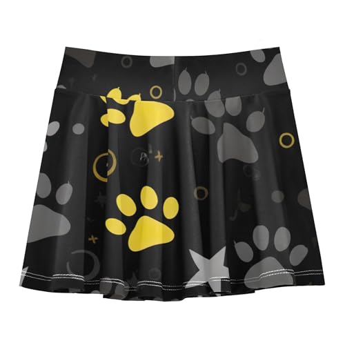 Paw Prints Black Girls Skorts Athletic Shorts Tennis Skirts Toddler Pleated Pleated 3t2