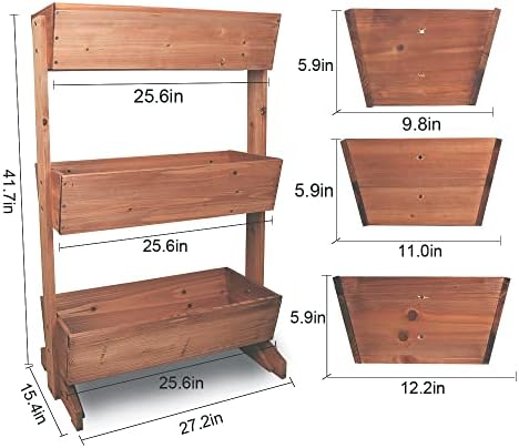 unho Vertical Raised Garden Bed, 3 Tier Raised Growing Planter Wooden Planter Box Herb Planter Ladder Stand Elevated Garden Veg Planters for Herbs Vegetables Flower Gardening Indoor Outdoor