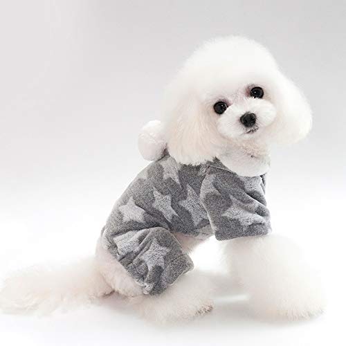 smalllee_lucky_store Pet Warm Stars Flannel Fleece Pajamas Onesie Winter Hoodie Sweater Jumpsuit for Small Dogs Cats Coat Jacket Soft Outfits Puppy Clothes - Image 3