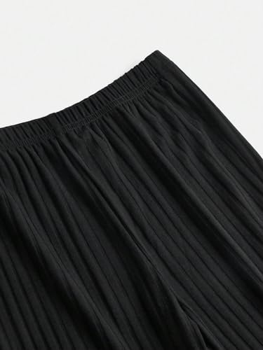 Image of WDIRARA Girl's 2 Piece Elastic Waist Flare Bell Bottom Ribbed Knit Long Pants