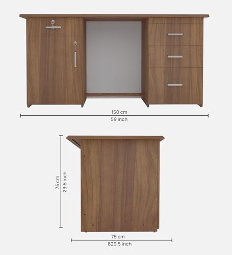 Image of COUCH CULTURE Craze Engineered Wood Study Table - Leon Teak | Multi-Purpose Study Table | | Computer Table | Office Table | 1 Year Warranty.