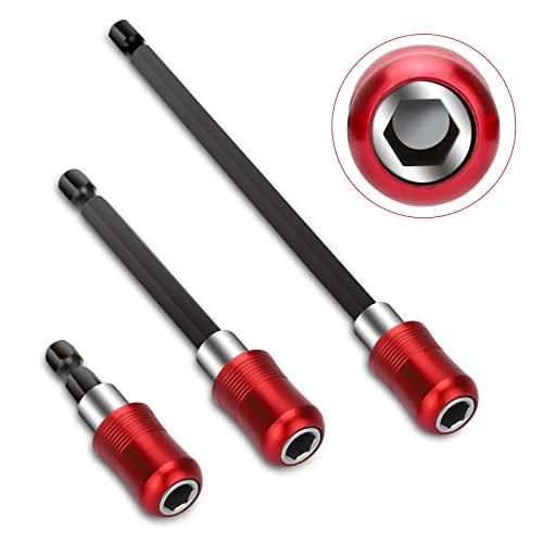 SUNJOYCO Drill Bit Extension Set, 3pcs Magnetic Drill Dit Extender 1/4 Inch Hex Shank, Magnetic Quick Release Extension Chuck Adapter Power Drill Bits Tool for Impact Driver Screws Nuts Drill