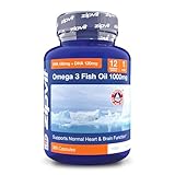 Omega 3 Fish Oil 1000mg, 360 Softgel Capsules. 12 Months Supply. EPA 180mg DHA 120mg. Supports Heart, Brain Function and Eye Health.