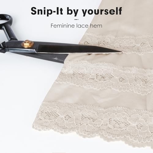 Image of MANCYFIT Half Slips for Women Underskirt Dress Extender Lace Trim Knee Length Midi Skirt 19-26 inch Length