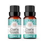 GuruNanda Peppermint Essential Oil, 100% Pure, Natural & Undiluted Aromatherapy Oil for Diffusers & DIY Recipes, Invigorating Scent Supports Focus and Clarity (2X0.5 Fl Oz)