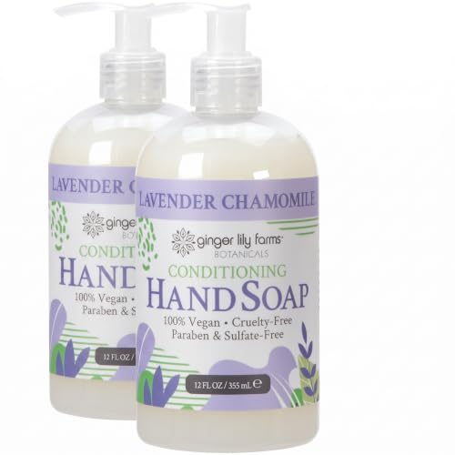 Ginger Lily Farms Botanicals Conditioning Liquid Hand Soap Refill, 100% Vegan &amp; Cruelty-Free, Lavender Chamomile Scent, 12 Fl Oz (Pack of 2)