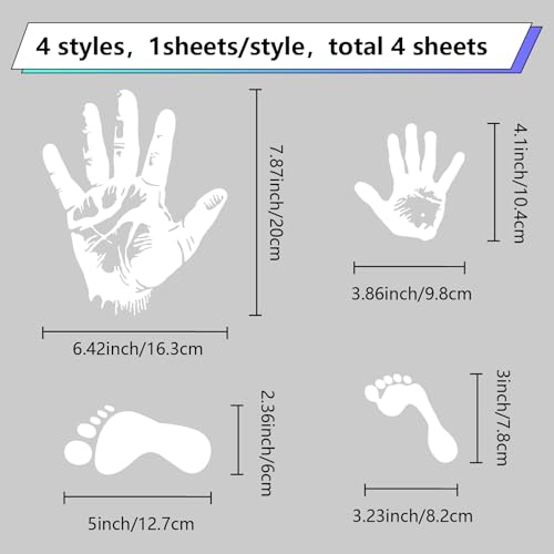 Image of GORGECRAFT 4 Styles 4Pcs Wave Sign Car Bumper Decals White Reflective Waving Hand Car Sticker Waterproof PET Automotive Exterior Decor Stickers for SUV Truck Motorcycle Doors Walls Laptop