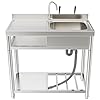 ROOMTEC 304 Stainless Steel Single Bowl Utility Sink Set Commercial Restaurant Kitchen Sink Outdoor Sink with Workbench Storage Shelve with Hot and Cold Water Pipes 39 inRight bowl