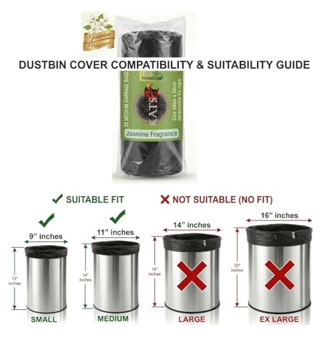 Image of KATS GLOBAL Premium (Jasmine Fragrance) Scented Garbage Bags | Medium 19 X 21 Inches | 180 Bags (30 Bags X 6 Rolls) | Dustbin Bag /Trash Bag | (Black) - Easy Dispensing