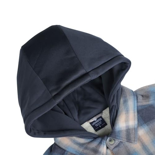 Image of LeeHanTon Mens Heavyweight Hoodies Casual Zip Up Plaid Flannel Shirt Jackets Winter Thick Berber Lined Fleece Coat