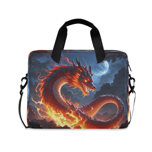 Bolso maletín para laptop 15.6" negro con dragón miniatura 1