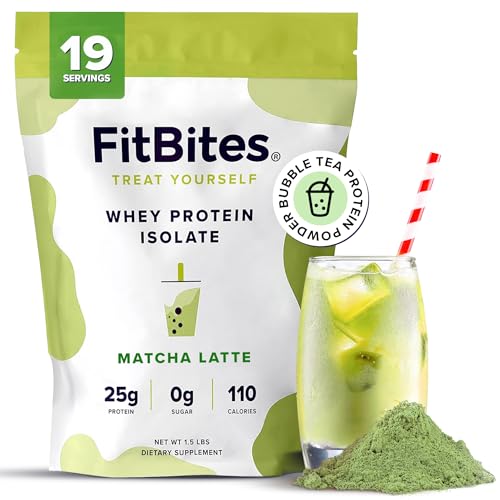 FitBites 100% Whey Isolate Protein Powder (Matcha Latte) 5.9g BCAAs Gluten Free Zero Sugar Fast Absorbing Easy Digesting