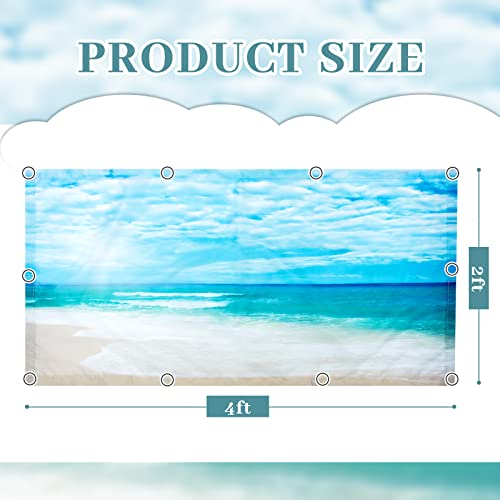 Image of Hortsun 4 Pack 4 x 2 Feet Fluorescent Light Covers, Magnetic Light Filters for Classroom Ceiling, Decorative Lights Shade for Office Home Hospital(Beach in Sunny Day)