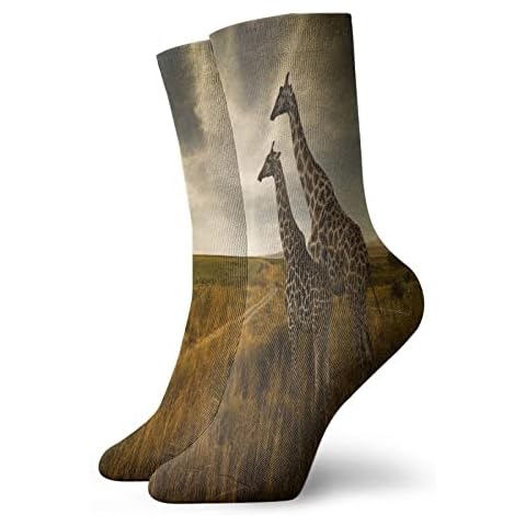 African Animal Giraffe Crew Socks Men Women Athletic Socks Breathable Tab Sock 30 cm Cover