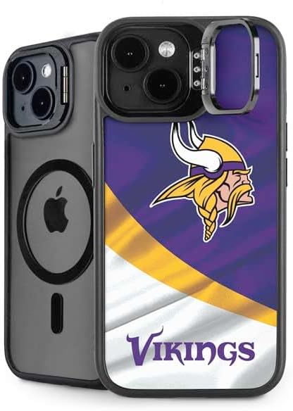 Skinit Kickstand Phone Case Compatible with iPhone 15 - Officially Licensed NFL Minnesota Vikings Double Vision Design