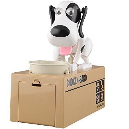 JCare Cute Choken Greedy Dog Model Piggy Bank Money Save Pot Coin Box Creative Children Kids Christmas Birthday Gift Moneybox Comes with a Free Screwdriver and Sticker as Gift
