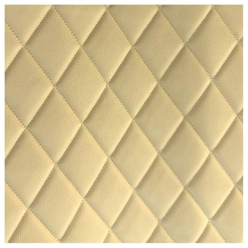 Tela De Vinilo PVC Acolchada con Textura De Piel Sintética, Impermeable, con Costuras En Forma De Diamante Y Relleno De Guata De Lino para Tapicería De Sofás, Beige 1.6X2m