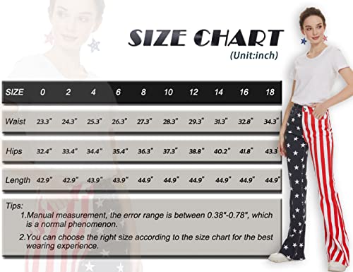 Bell Bottom Jeans For Women High Waisted Stretch American Flag Flare Jeans Denim Bootcut Pants（Red,6 #TOP2