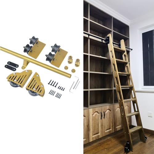 Kit de quincaillerie pour échelle coulissante dorée à roulettes 244cm
