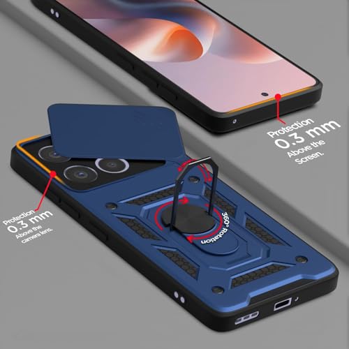 Image of Luxe Back Cover for Motorola G86 Power | D10 Tough Armor Case | Sliding Camera Shield | 360 Protection | Kickstand Ring Holder | Military-Grade Bumper Case