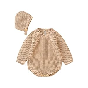 Newborn Baby Girl Boy Knit Sweater Romper Neutral One Piece Bodysuit Pullover Fall Winter Clothes