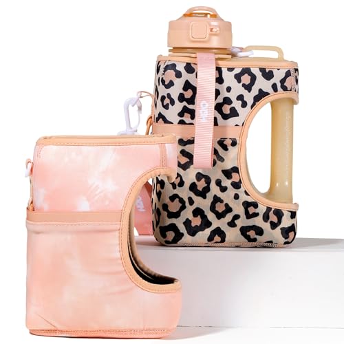 H2O Capsule Half Gallon Cube Square Water Bottle value pack - 2.2L Water Bottle with Strap, 2 Storage Sleeves, Covered Straw Lid – BPA Free Reusable Sports Water Jug with Handle, (68 Ounce)