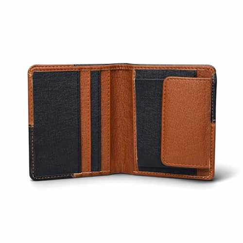 Image of VEMILIO Vegan Leather Wallet for Men & Women | 6 Card Slots | ID Window | Coin Pocket | 2 Hidden & 2 Currency Compartments | Durable Slim Bifold Purse (Dual Tone)