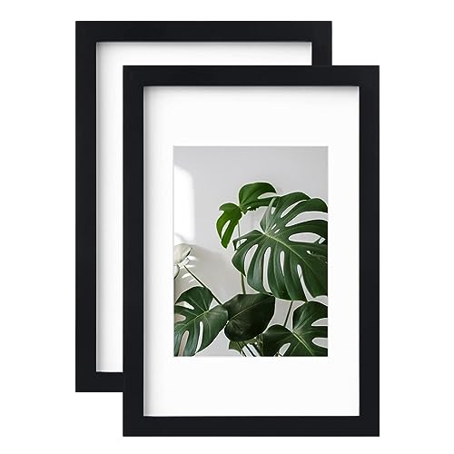 EGOFINE 12x8 Photo Frames Black Set of 2, Wood Picture Frames with Acrylic Glass, Tabletop and Wall Mounting Display